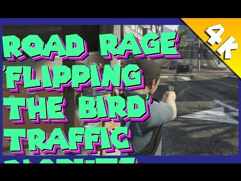 GTA V - Road Rage 'Flipping the Bird' Traffic Dispute [4K 1080p HD]